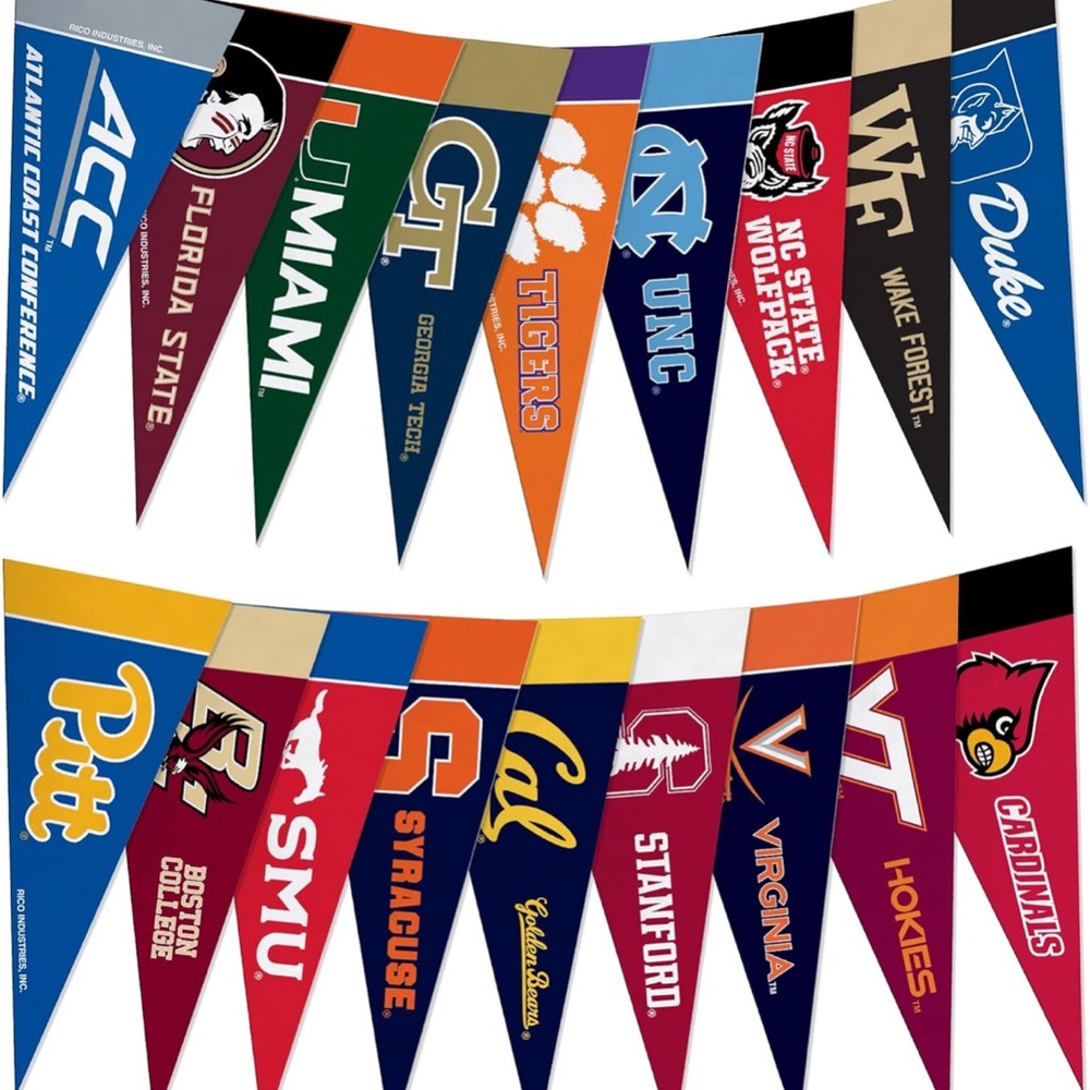 ACC Mini Pennant Set 4” x 9” Including Stanford, California and SMU